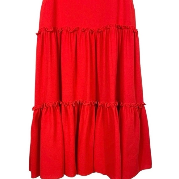 Elliatt Women's Red Sonnet Tiered Ruffle Mock Neck Mini Dress M Wedding Guest - Picture 4 of 10